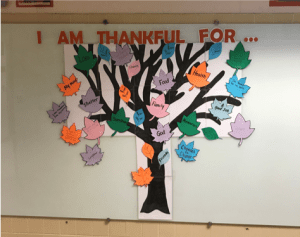 I am thankful for... tree art in classroom