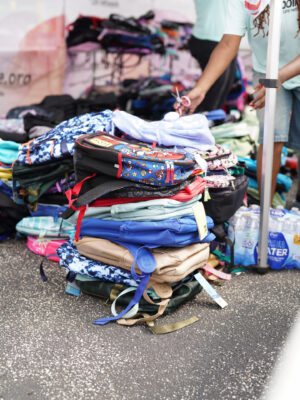 pile of backpacks
