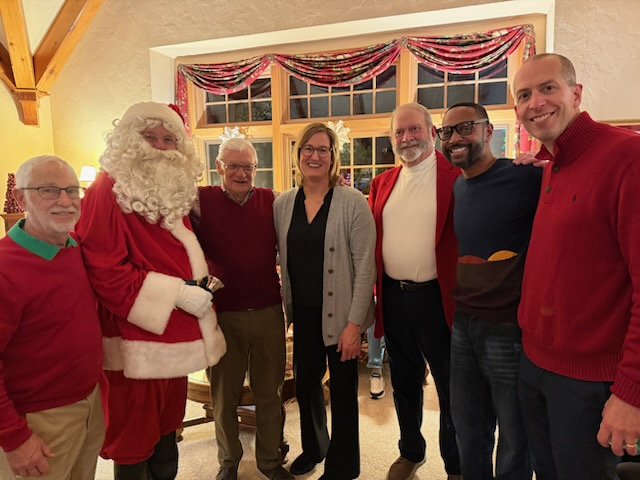 group of people with Santa
