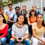 group of teens looking serious